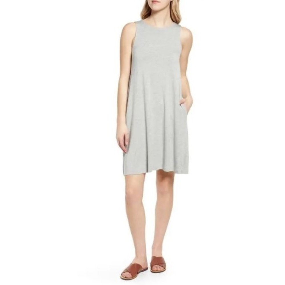 Caslon Women's Sleeveless Side Pocket Swing A-Line Dress in‎ Grey Heather Small